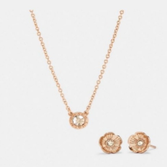 Coach Rose Gold Necklace and Stud Earrings Set - Picture 3 of 9
